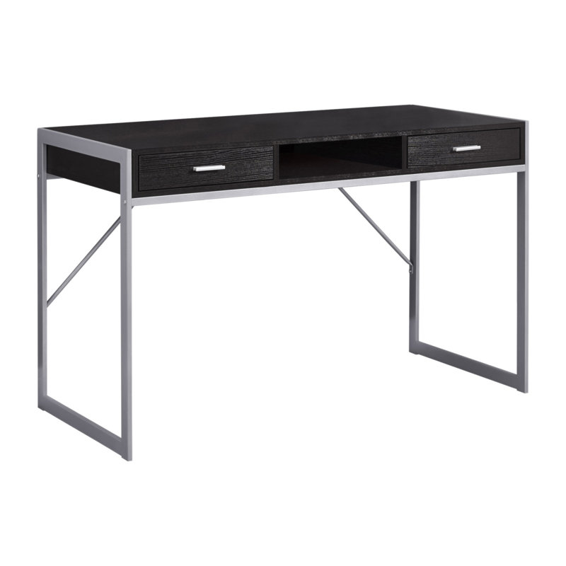 Bureau d'ordinateur, bureau personnel, ordinateur portable, tiroirs de rangement, L 48 po, bureau, stratifié brun, métal gris, contemporain, moderne