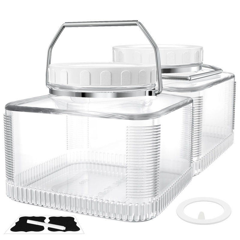 Paquet de 2 bocaux en verre de 1 gallon avec poignées en acier, grandes bouteilles de cuisine pour cornichons, produits secs 130 oz