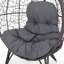  Fauteuil en osier avec siège rembourré en osier, fauteuil de patio moderne avec pieds, détente pour le salon, balcon, cour arrière, gris