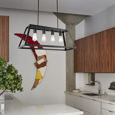 Luminaire suspendu linéaire pour îlot de cuisine 4 lumières Dowdle
