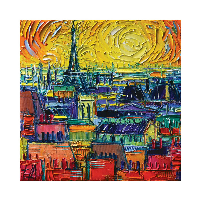 Paris Rooftops View From Pompidou by Mona Edulesco - Wrapped Canvas Painting, 30.48 cm H x 30.48 cm W