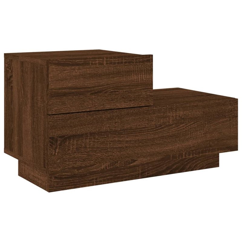 Brigett 36cm W Engineered Wood Bedside Table, Brown Oak