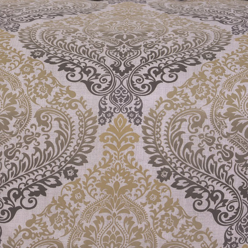 Astoria Grand Hafer Satin Damask Duvet Cover Set with Pillowcases, Kingsize - 2 Standard Pillowcases, Ochre