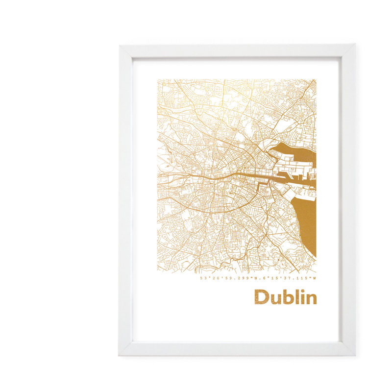 Dublin Map - Single Picture Frame Print, 42.5cm H x 32.5cm W x 3.5cm D
