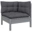 Ensemble de salon de jardin en bois de pin massif gris Vidaxl, tissu (100% polyester)-1027346738-1027346739