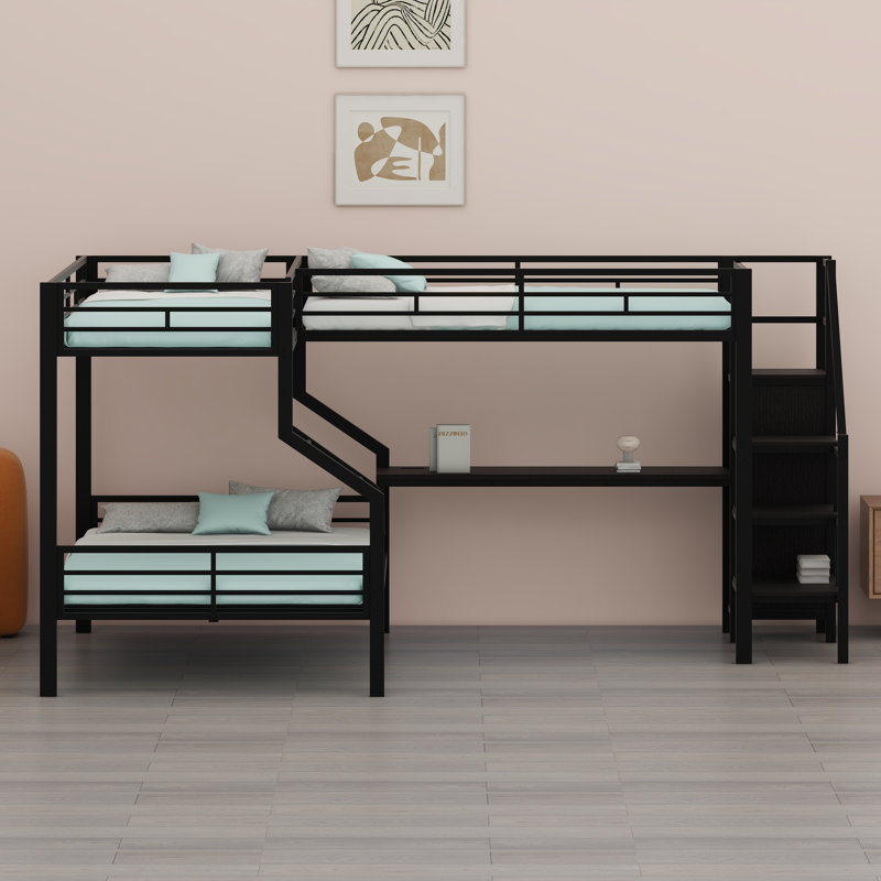 Station de sommeil multifonctionnelle en L avec garde-robe, bureau dédié et connectivité USB