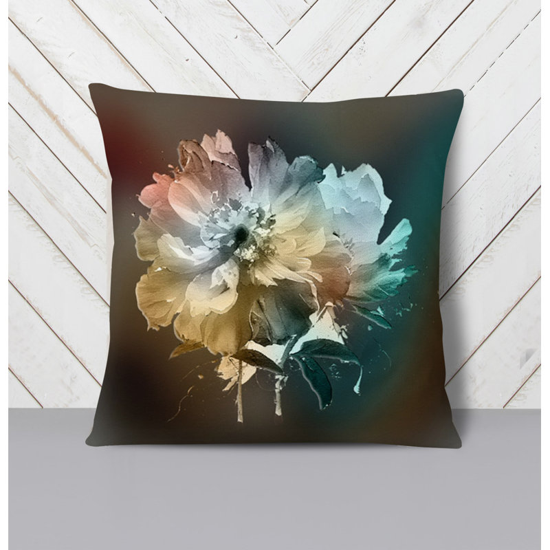 Throw Pillow With Insert, 18"H x 18"W, Blue/Brown Floral 2