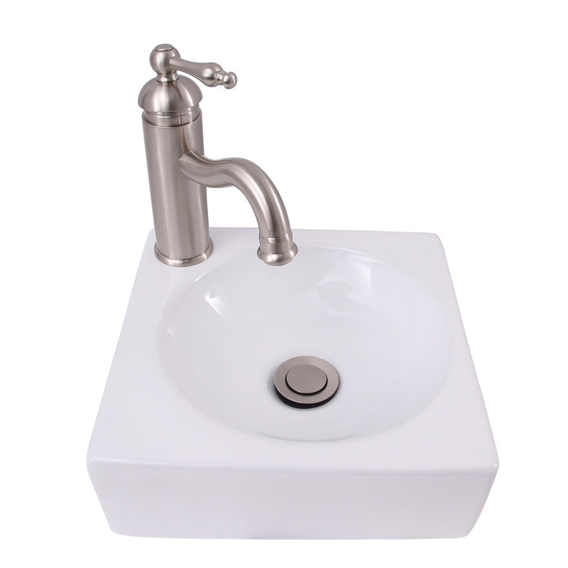 Lavabo de salle de bain mural en porcelaine vitrifiée 12 po Trixie