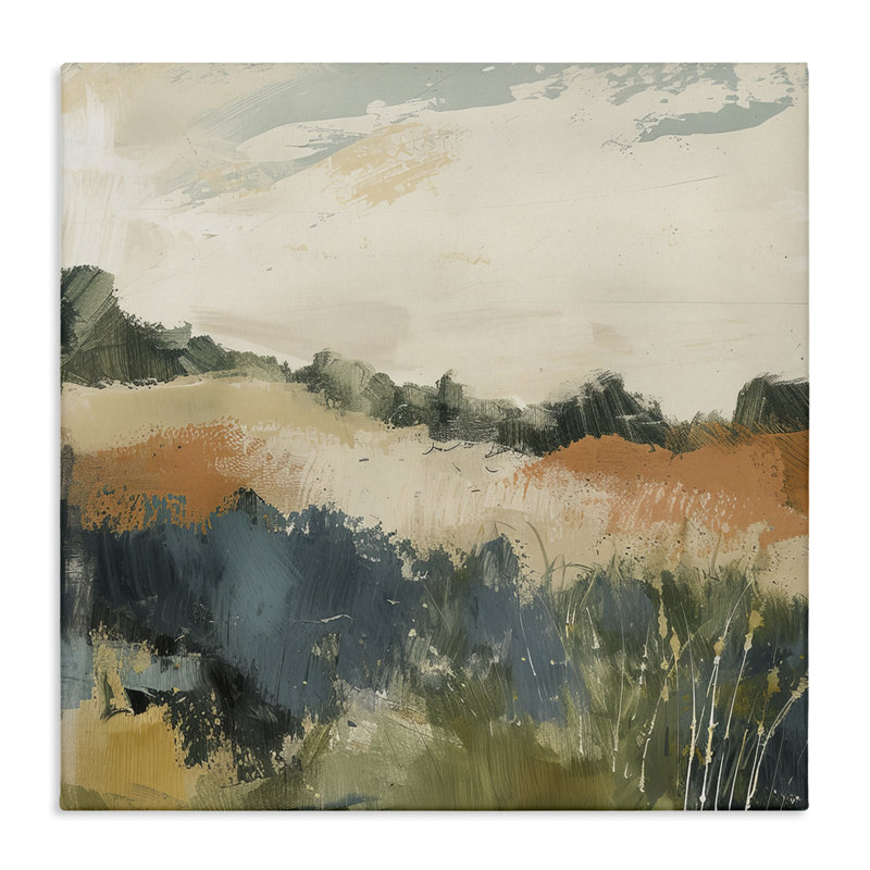 Abstrait paysage neutre sur toile par Irena Orlov, H 24 po x l 24 po