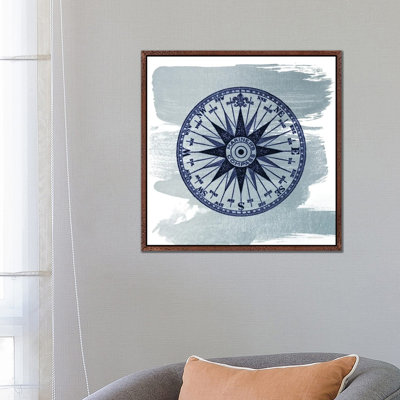 Brushed Midnight Blue Compass Rose by Bluebird Barn - Print on Canvas