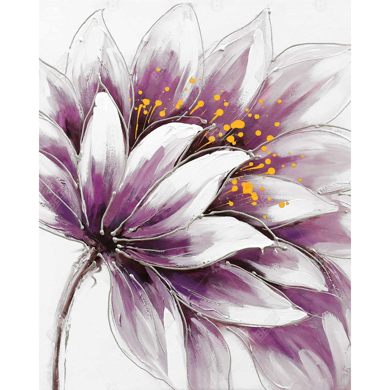 Purple Flower Print On Canvas