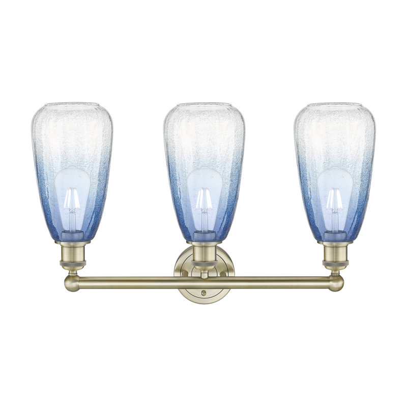 Brookhaven Almond 3 - Light Vanity Light, Blue / Antique Brass
