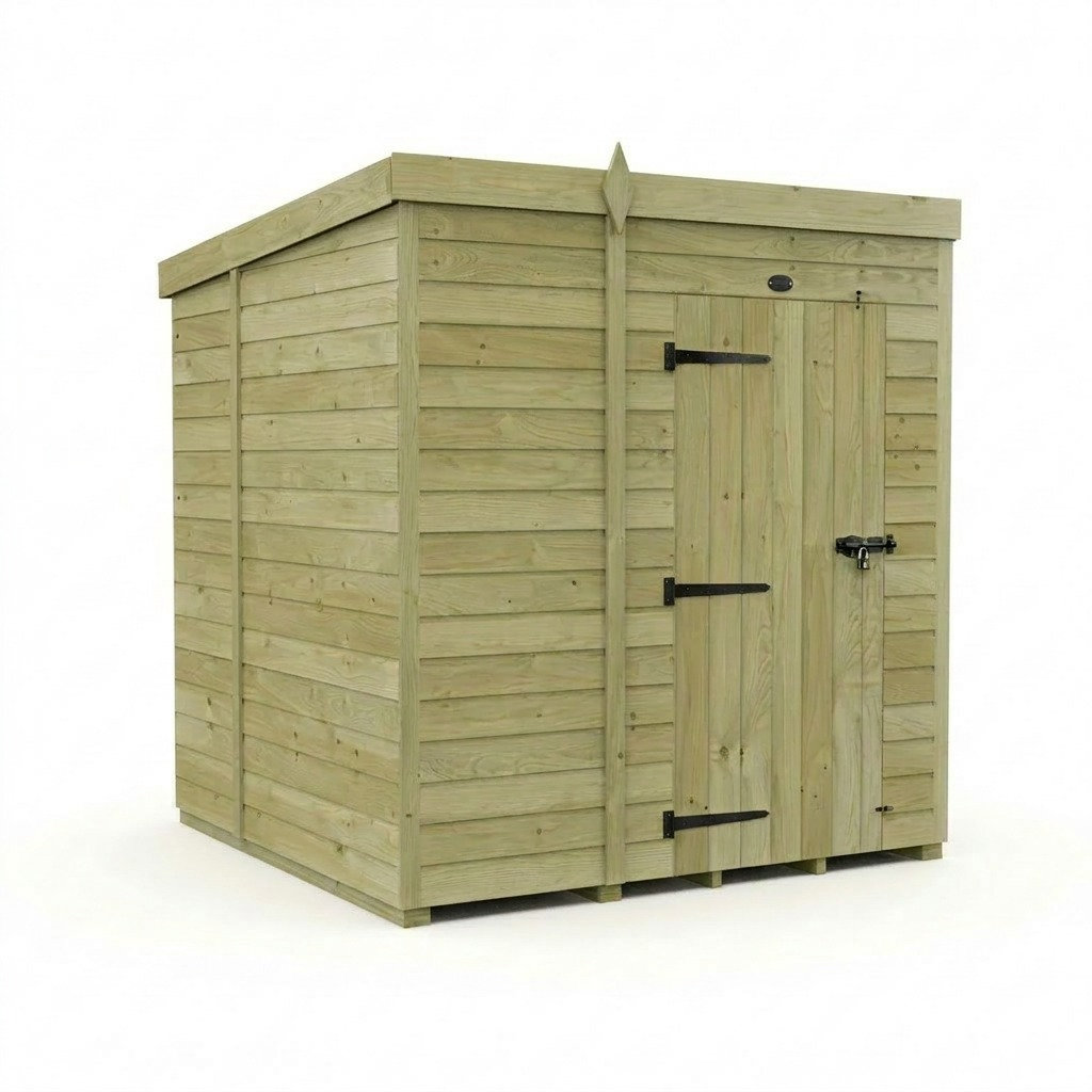 Total Sheds 7ft x 6ft Pent Garden Shed - Single Door - No Windows - Pressure Treated Timber - UK Manufactured