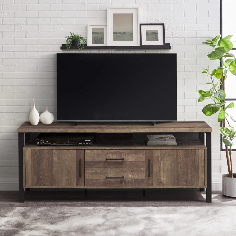 Meuble télé pour téléviseur de 60 po ou moins Ayshe, Chêne rustique