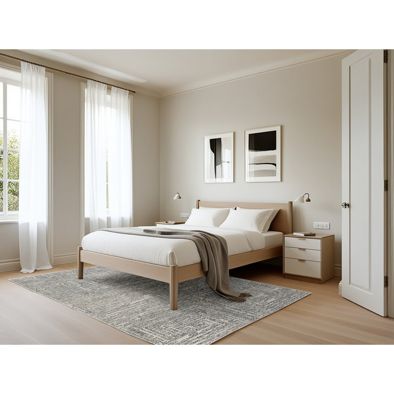 Tapis 100% moderne de style Mid-Century lavable à la machine 100%, Rectangle 5 pi x 7 pi