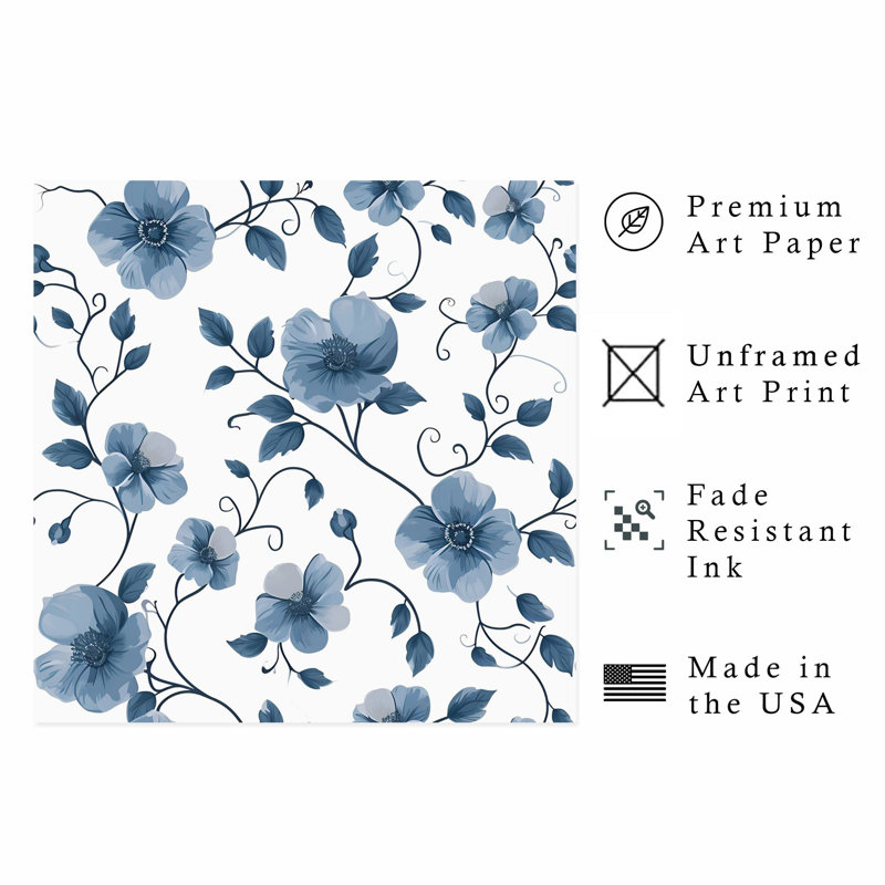 Motif floral de fleur bleue, H 24 po x l 24 po