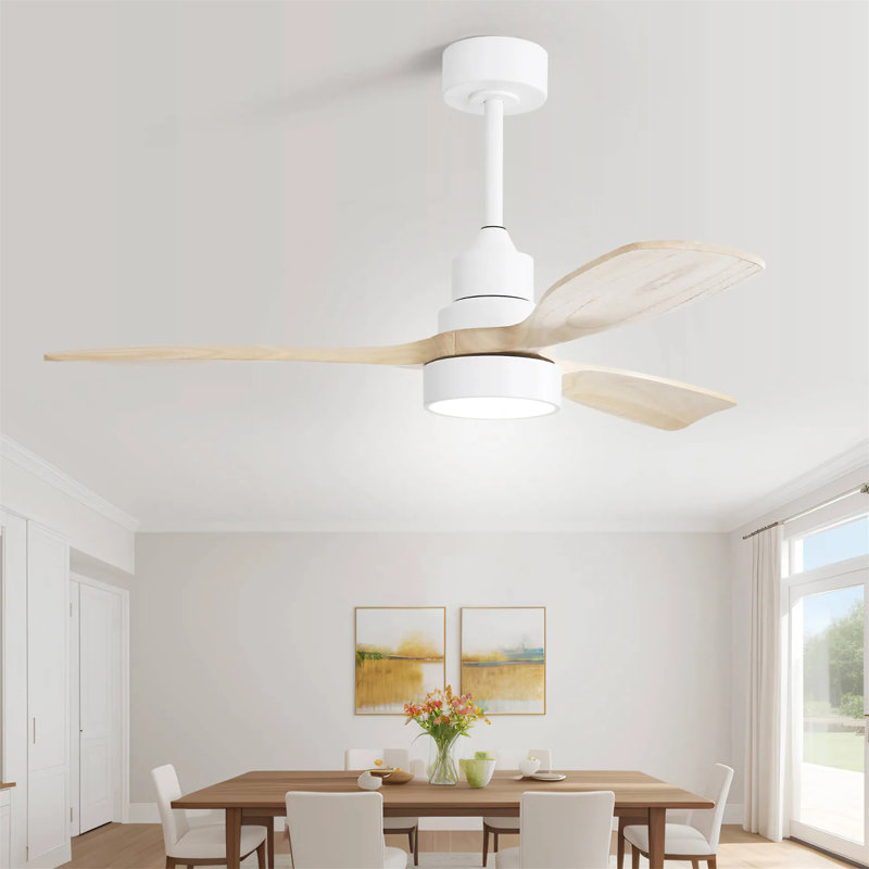 Ventilateur de plafond en bois massif 48 pouces avec moteur à courant continu réversible à intensité variable 6 vitesses