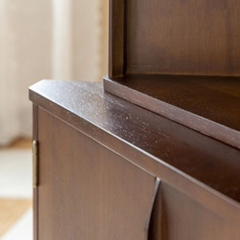 Armoire de coin en bois massif brun noisette, Brun noyer