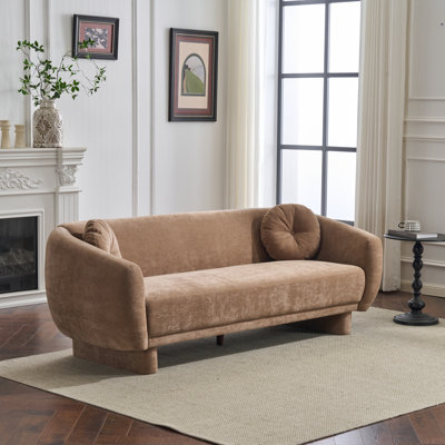 Canapé 3 places Marlow de 203 cm de large, style moderne du milieu du siècle, avec pieds rembourrés, accoudoirs arrondis et tissu moelleux, idéal pour le salon.
