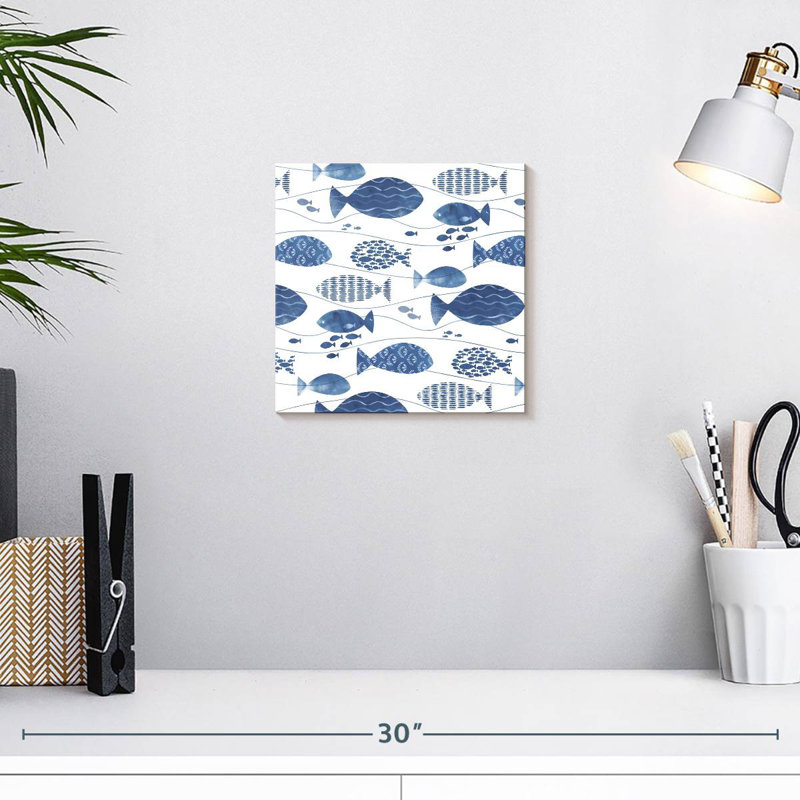 Ashelle Abstract Blue Fish, 10" H x 10" W