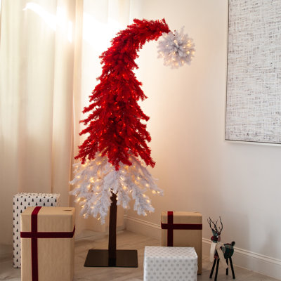 7 pi Arbre de Noël rouge des Fêtes avec 500 lumières DEL et 1272 branches pliables