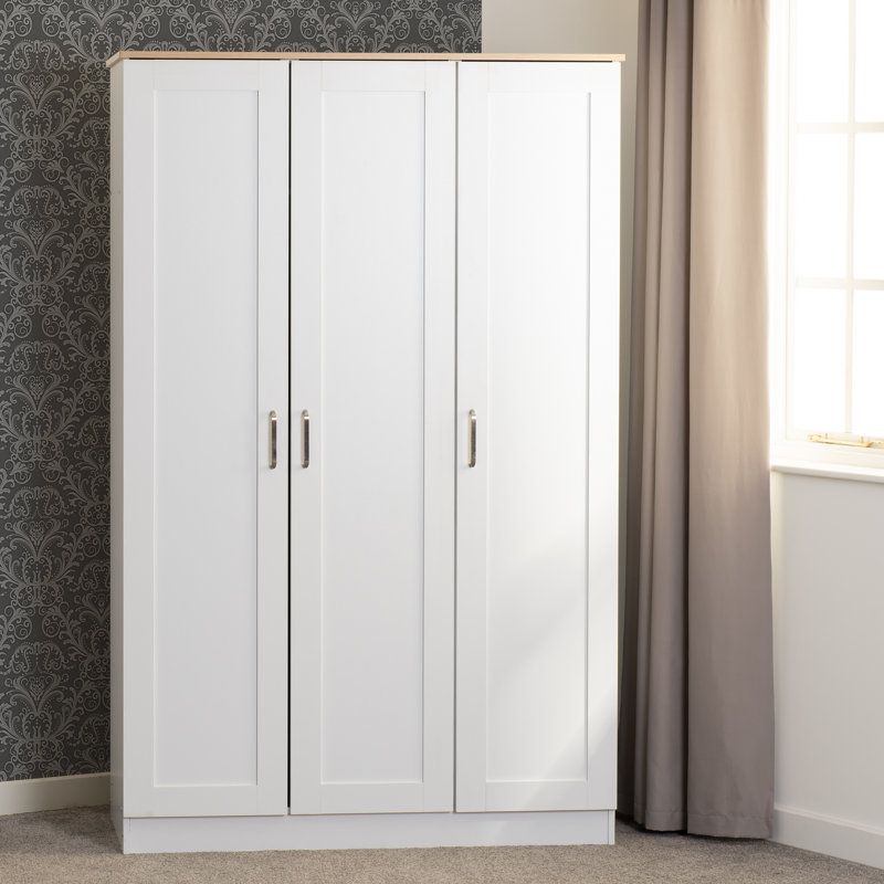 Henryville 3 Door Manufactured Wood Wardrobe, White