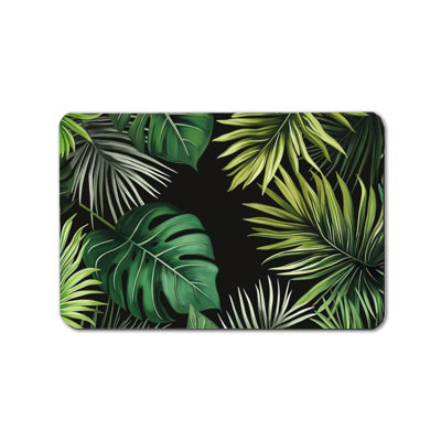 Tropical Monstera Leaf Bath Rug, 20LX32W, Non-Slip for Bathroom & Living Room, Jungle Decor Mat