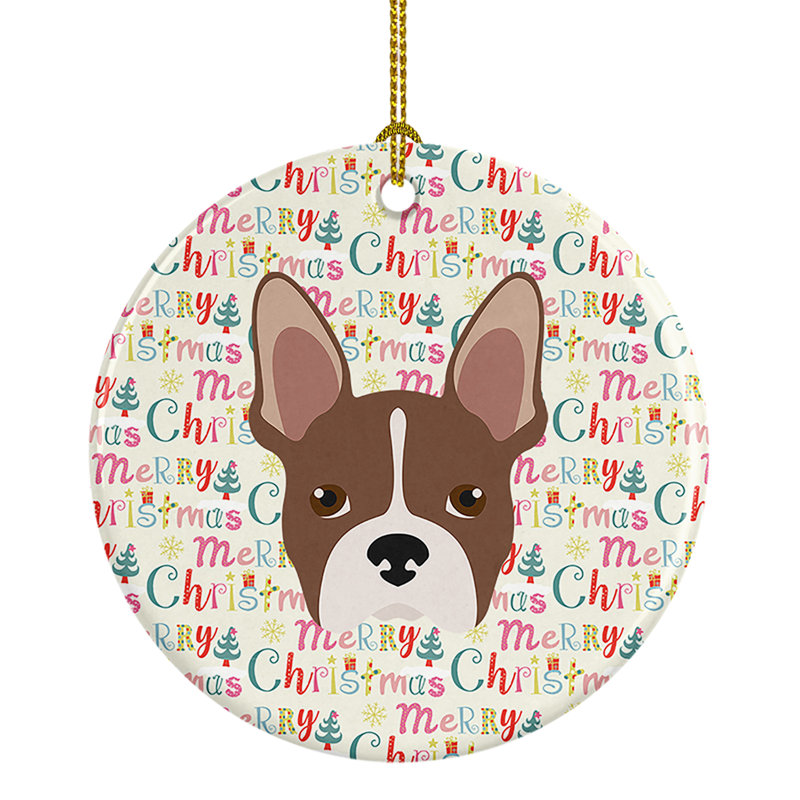 Ornement suspendu Boston Terrier Merry Christmas