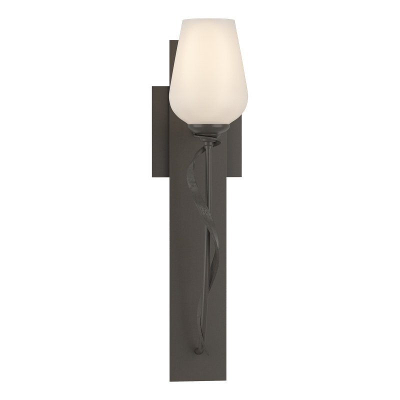 Flora 1 - Light Armed Sconce, Dark Smoke, Opal White