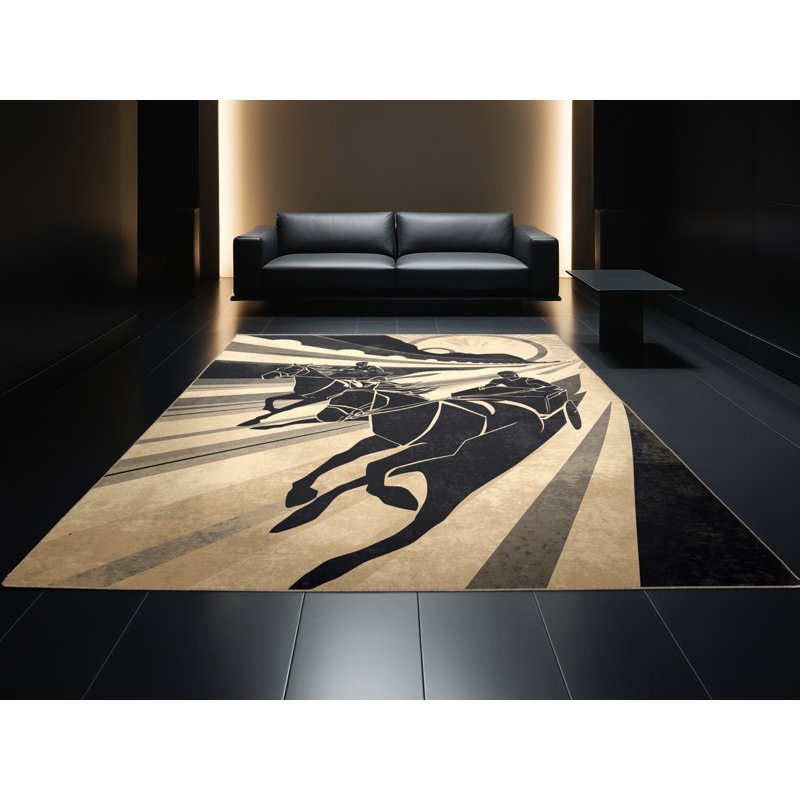 Tapis arc-en-ciel brun et beige lavabo lavable à la machine à la machine, 3 x 5