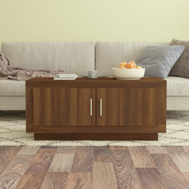 Jahnai Solid Coffee Table with Storage, Brown Oak