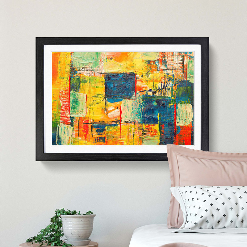 Abstract Art Painting Vol.302 by S.Johnson - Picture Frame Painting Print, 62cm H x 87cm W x 2cm D, Black Framed