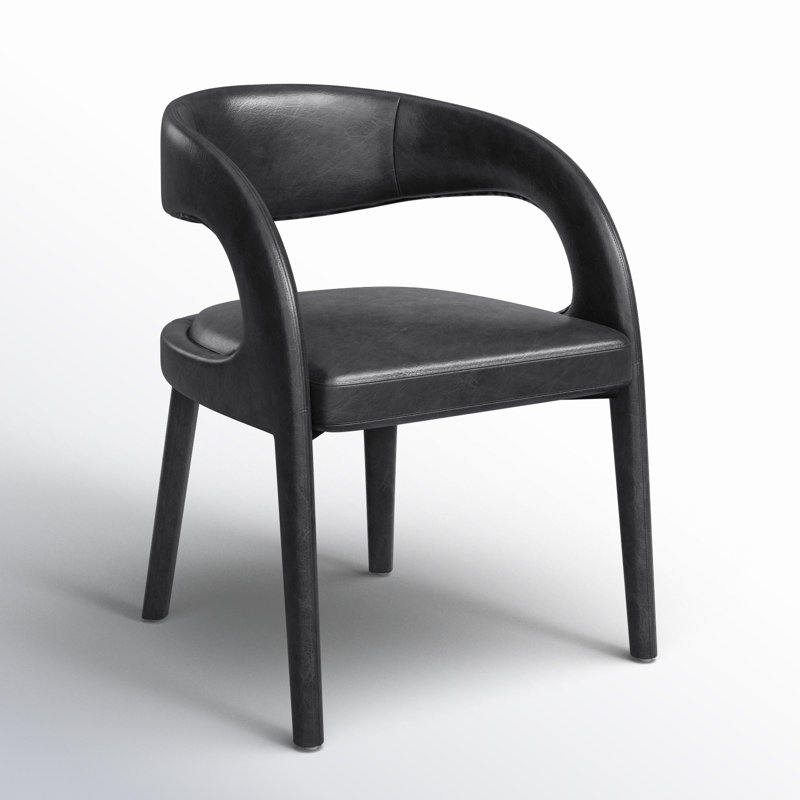 Hawkins Standard Upholstered Arm Chair, Sonoma Black Genuine Leather