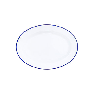 Vintage Oval Plates, Black Rim