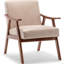 Chaise de style Mid-Century moderne, chaise de salon avec structure en bois massif, chaise d'appoint à dossier très épais, fauteuil à oreilles-765784505