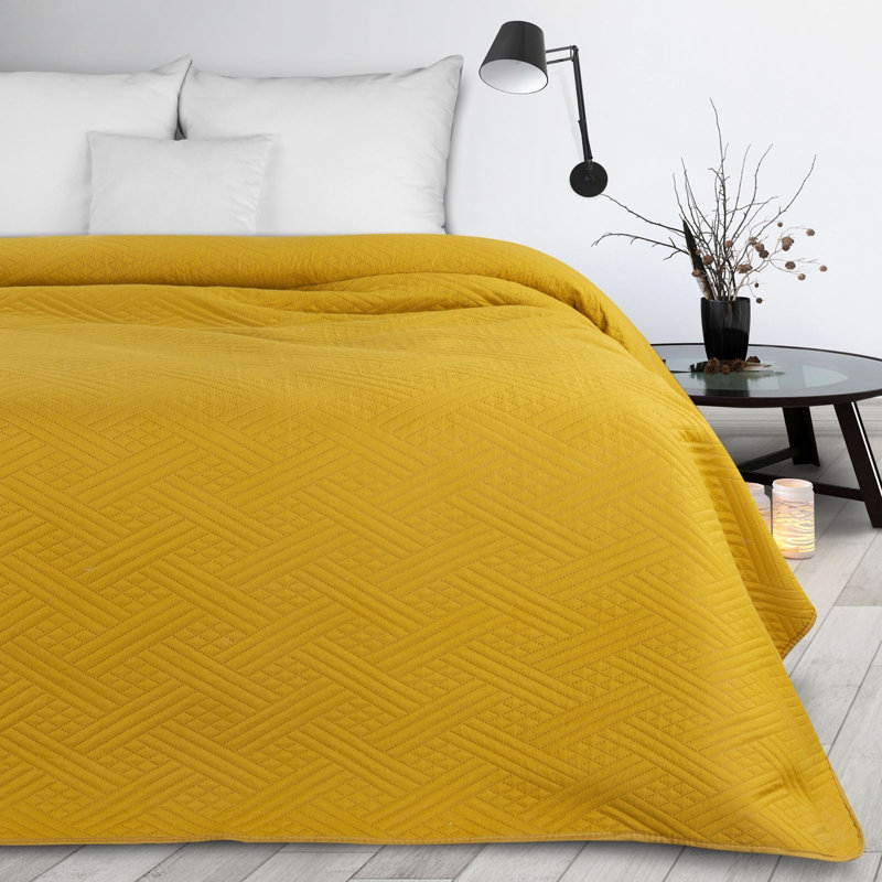 Stoughton Polyester Solid Colour Bedspread, Yellow, W170 x L210cm