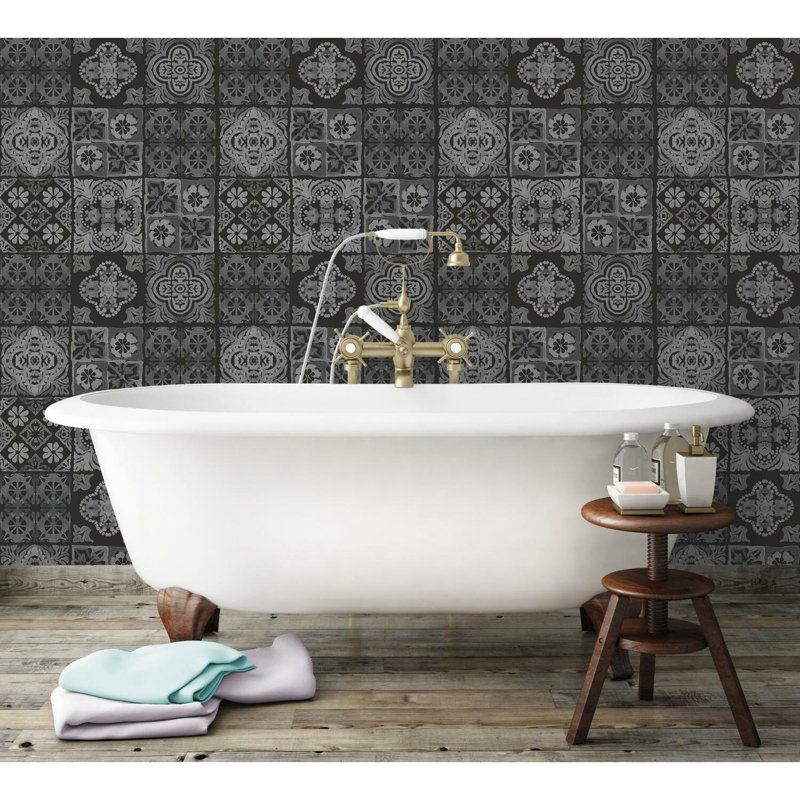 Rouleau de papier peint 16,5 pi x 20,5 po Nesta, Noir / gris