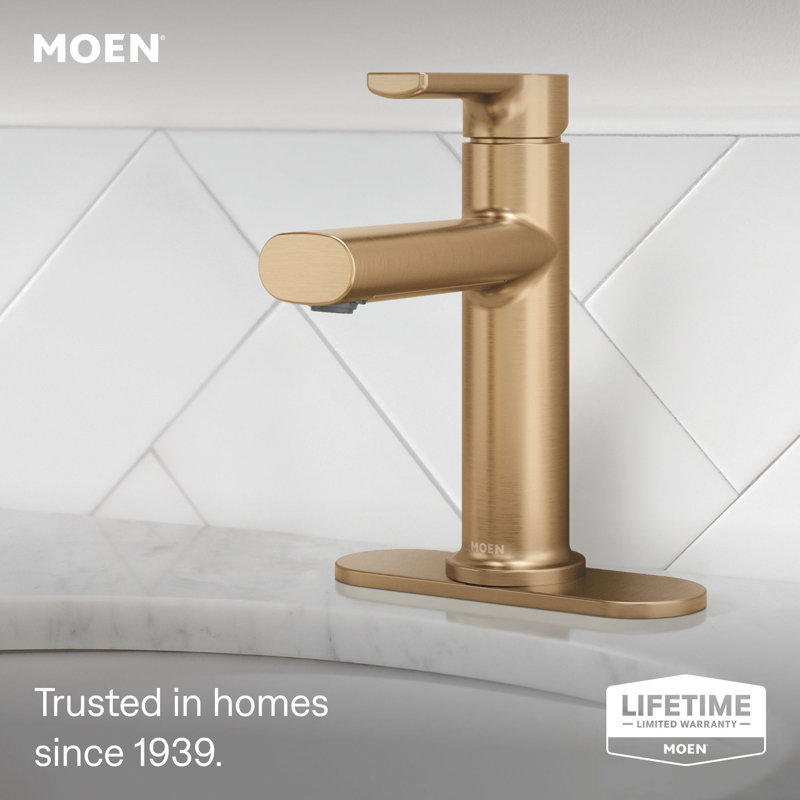 Moen Meena Single Hole Bathroom Faucet with Drain Assembly, Bronzed Gold