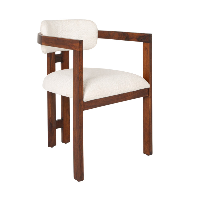 Chaise en bois d'acacia avec boucle Juno, Ivoire / Naturel