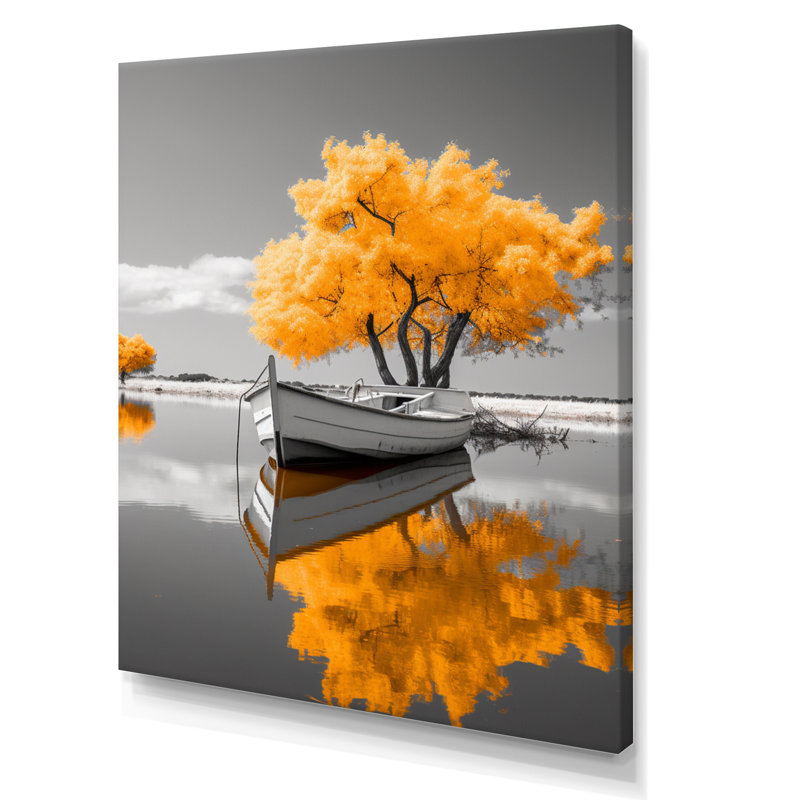 Monochromes de bateaux jaunes - I, H 44 po x l 34 po x P 1,5 po, Toile tendue