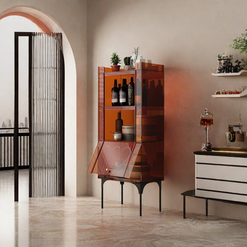 Modern Simple Accent Cabinet Dining Cabinet, Amber