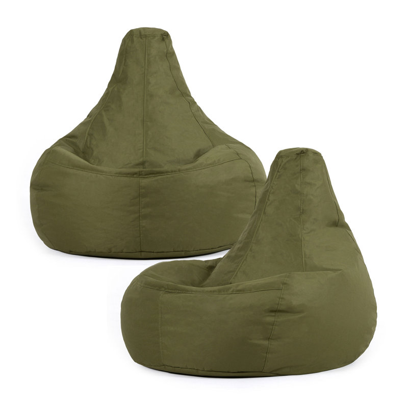 Bean Bag Bazaar Dalton Water-Resistant High Back Recliner Bean Bag, Dark Green