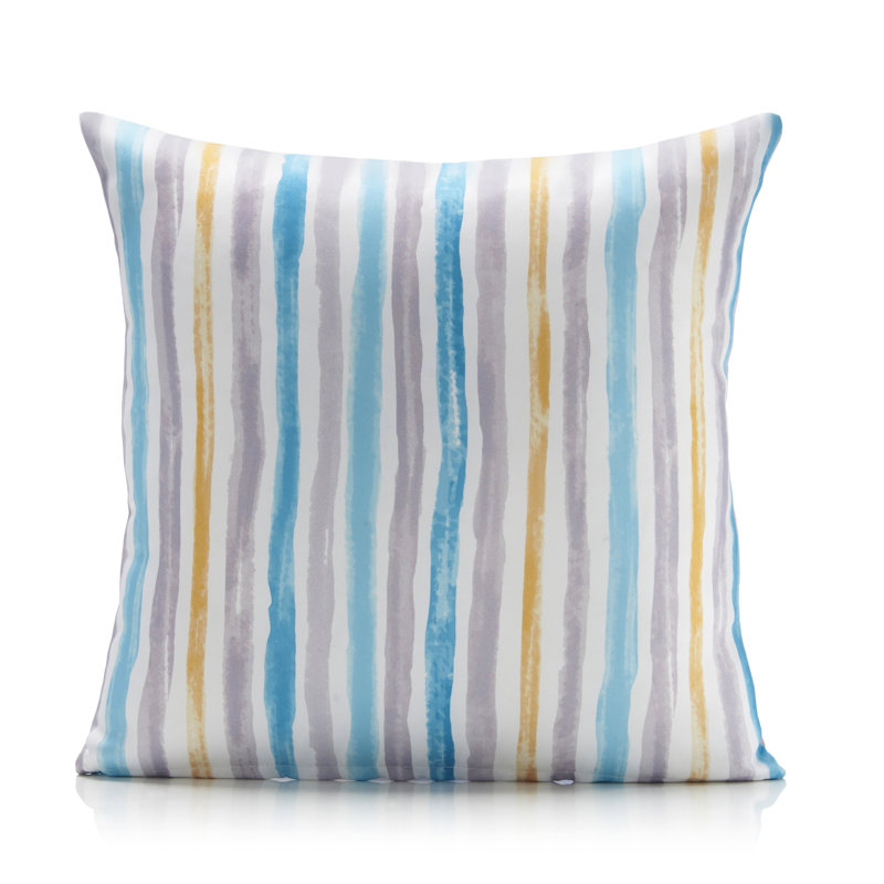 Gonzales Indoor / Outdoor Striped Multicoloured Square Throw Cushion, 55cm H x 55cm W x 15cm D