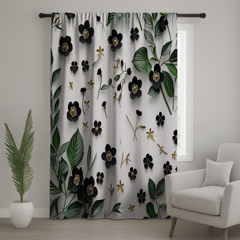 Rideaux floraux, voilages et voilages à motif floral - 1 panneau, Blocage, 50 po x 80 po - 1 panneau