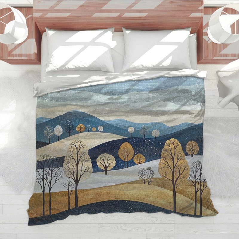 Édredon paysage literie nature scandinave, Simple extra long