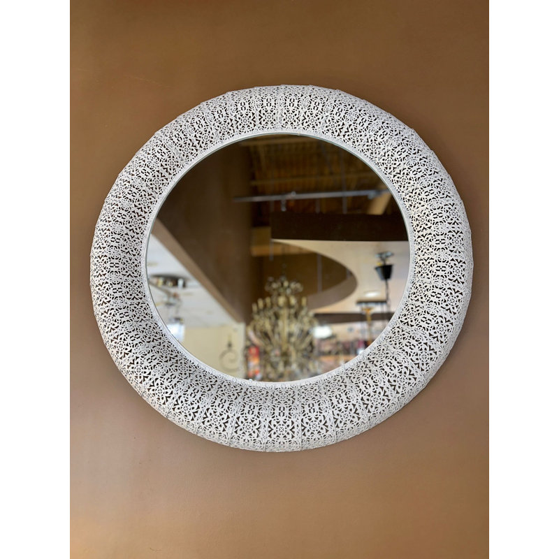 Miroir d'appoint Jamaur, 31,5 po x 31,5 po, Blanc