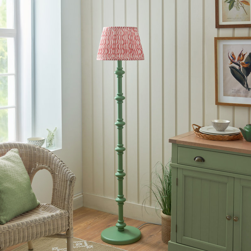 Carnaby 157cm Traditional Floor Lamp, Green, Pink/White