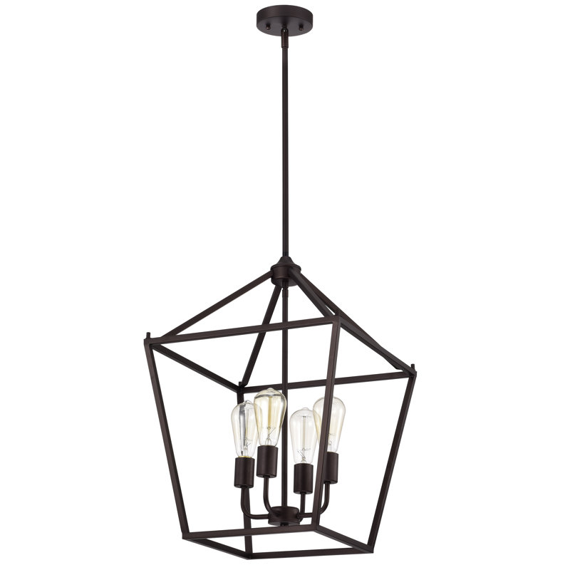 Lustre empire 4 lumières Halen, Bronze huilé, H 23 po x l 16 po x P 16 po