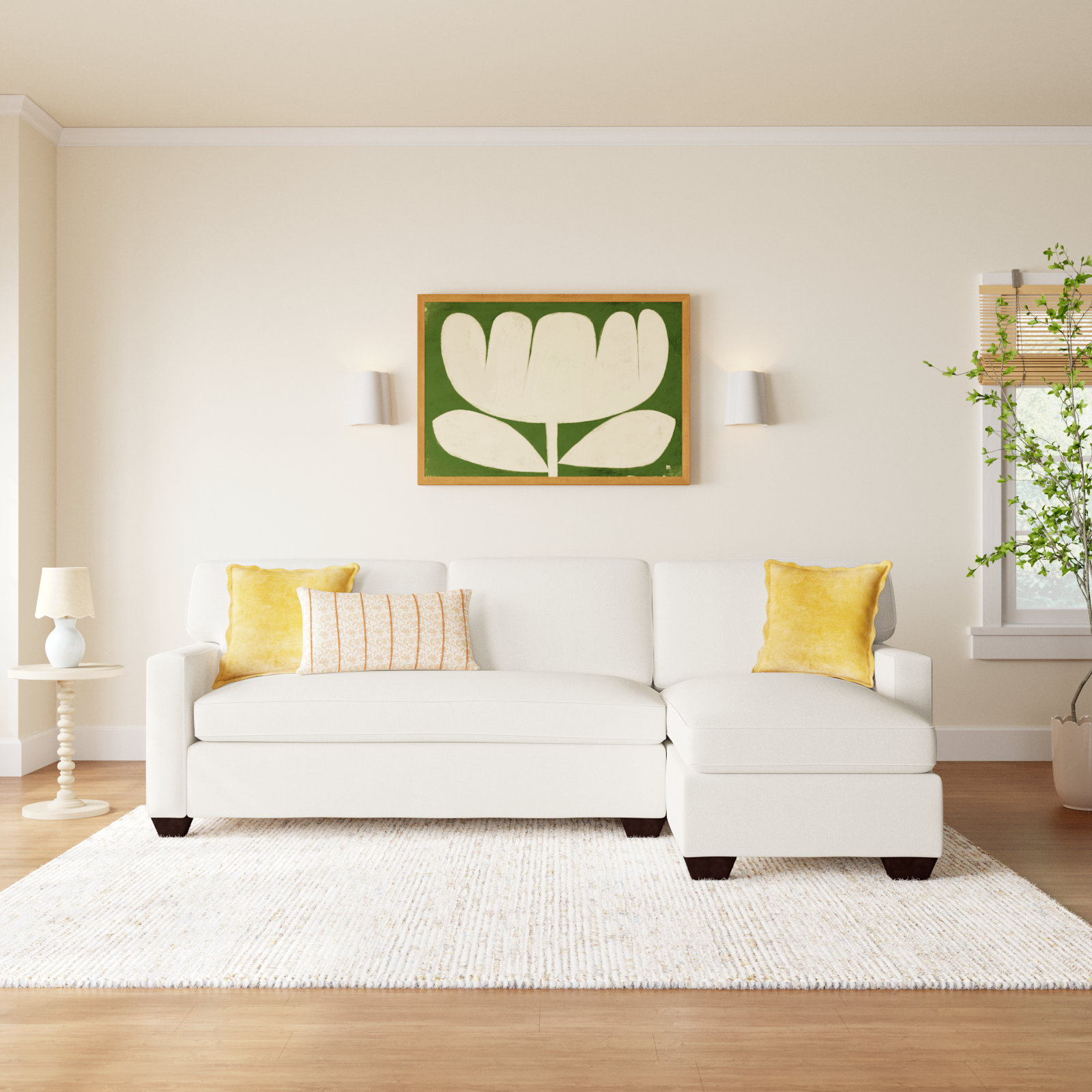 Taylor Upholstered Chaise L-Sectional, Nomad Snow Crypton® Chenille, Right Hand Facing