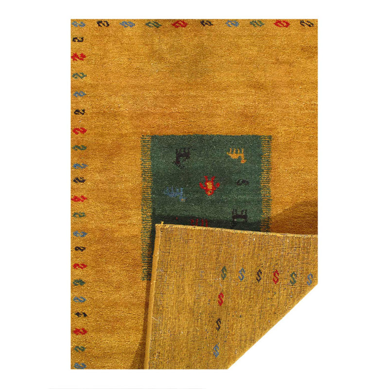 Tapis doré noué à la main 4 pi x 6 pi Gabbeh